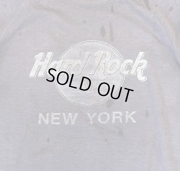 画像2: 90'S HARD ROCK CAFE NEW YORK ラグランスリーブ スウェットシャツ フェードブラック (VINTAGE)