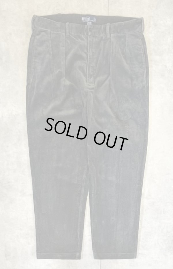 画像1: 90'S RALPH LAUREN "ANDREW PANT" ツープリーツ 太畝コーデュロイパンツ チャコール (VINTAGE)