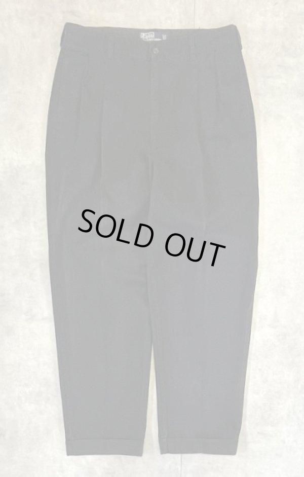画像1: 90'S RALPH LAUREN "HAMMOND PANT" ツープリーツ チノパンツ ブラック (VINTAGE)