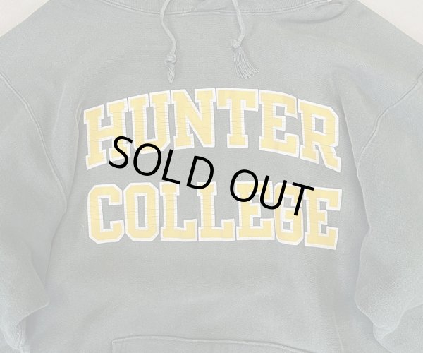 画像3: 90'S CHAMPION "HUNTER COLLEGE" 刺繍タグ リバースウィーブ パーカー グリーン USA製 (VINTAGE)