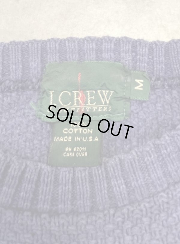画像2: 80'S J.CREW 旧タグ コットン クルーネック ニット インディゴ USA製 (VINTAGE)