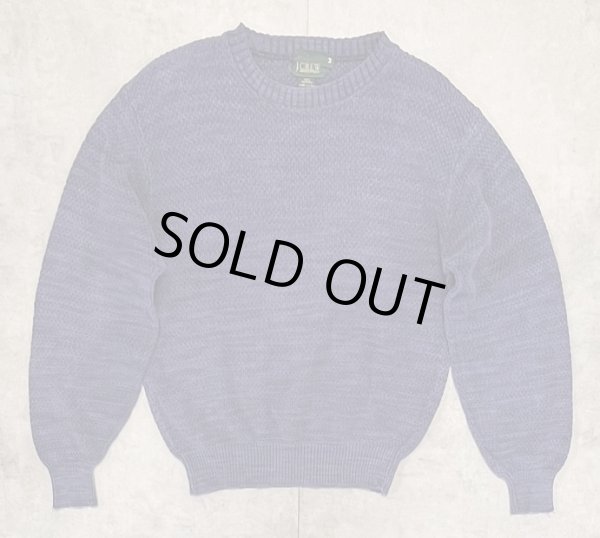 画像1: 80'S J.CREW 旧タグ コットン クルーネック ニット インディゴ USA製 (VINTAGE)