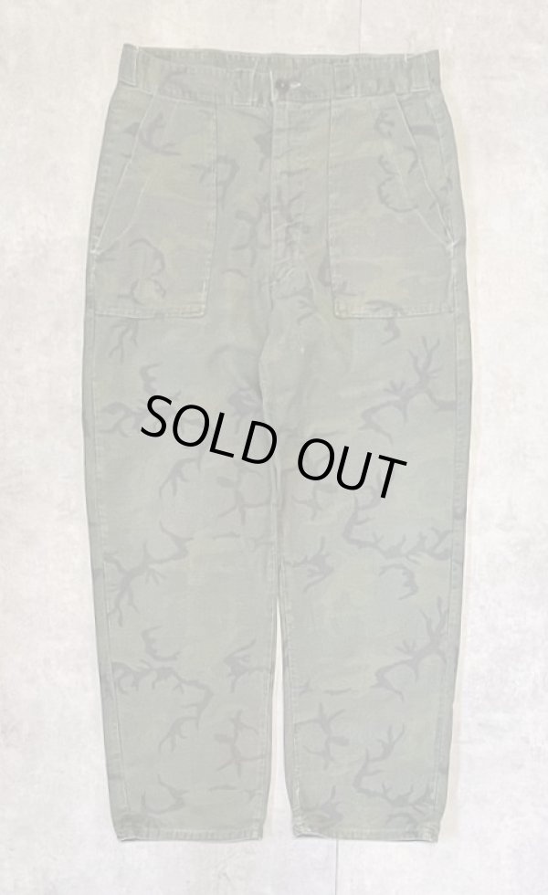 画像1: 70'S SAFTBAK コットンサテン ベイカーパンツ カモ BARJOアルミジップ (VINTAGE)