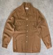 画像1: 50'S PARKS APPAREL by BARTLAY LTD レーヨンギャバジン オープンカラーシャツ ブラウン (VINTAGE)