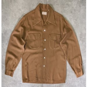 画像: 50'S PARKS APPAREL by BARTLAY LTD レーヨンギャバジン オープンカラーシャツ ブラウン (VINTAGE)
