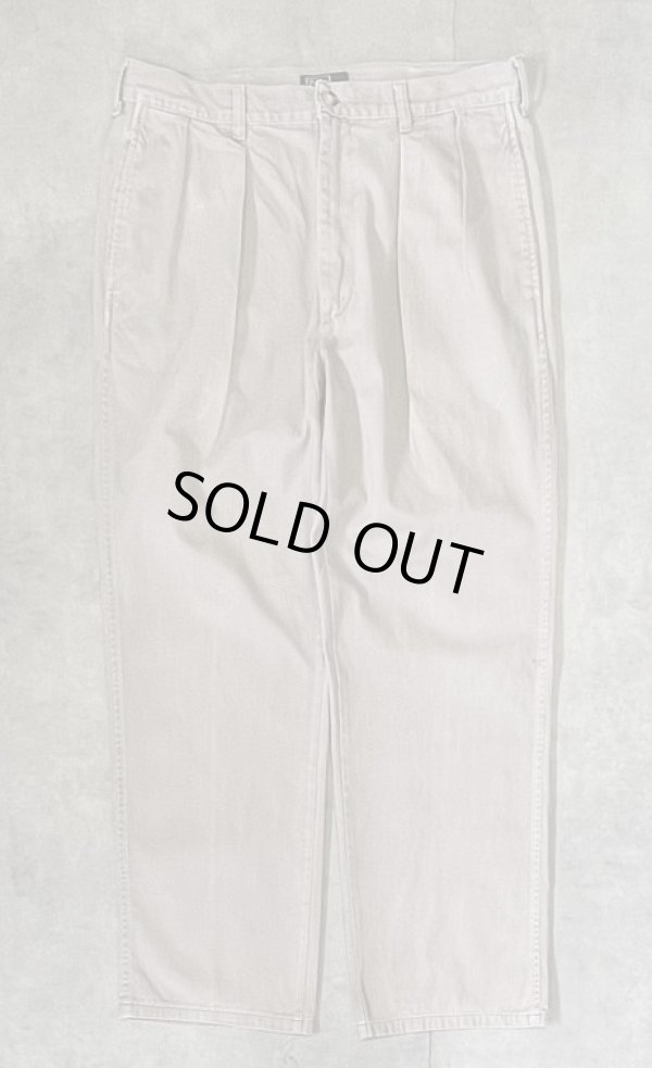 画像1: 90'S RALPH LAUREN ツープリーツ チノパンツ ベージュ 42TALONジップ USA製 (VINTAGE)