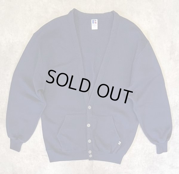 画像1: 90'S RUSSELL ATHLETIC スウェット カーディガン ネイビー USA製 (VINTAGE)