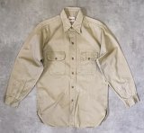 画像: 50'S 5BROTHER コットンツイル マチ付き 長袖 ワークシャツ ベージュ USA製 (VINTAGE)