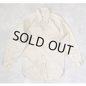 画像: 50'S 5BROTHER コットンツイル マチ付き 長袖 ワークシャツ ベージュ USA製 (VINTAGE)