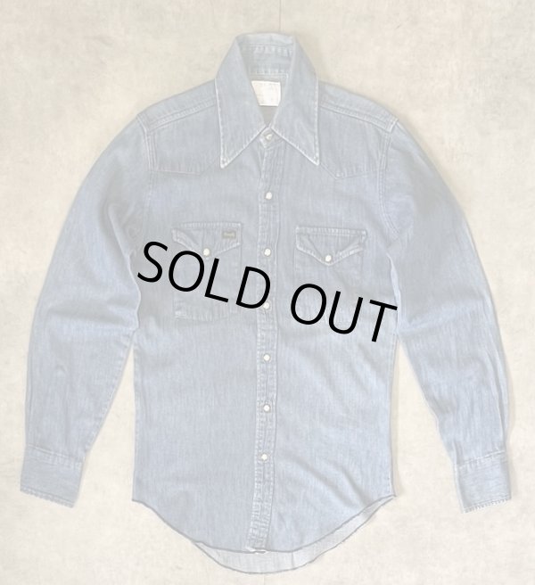 画像1: 70'S WRANGLER "27MW" 白タグ デニム ウエスタンシャツ インディゴ USA製 (VINTAGE)