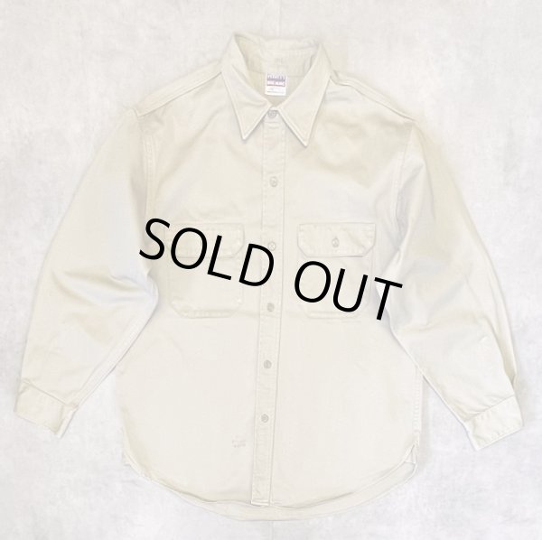 画像1: 50'S BIG MAC コットンツイル マチ付き 長袖 ワークシャツ ベージュ (VINTAGE)