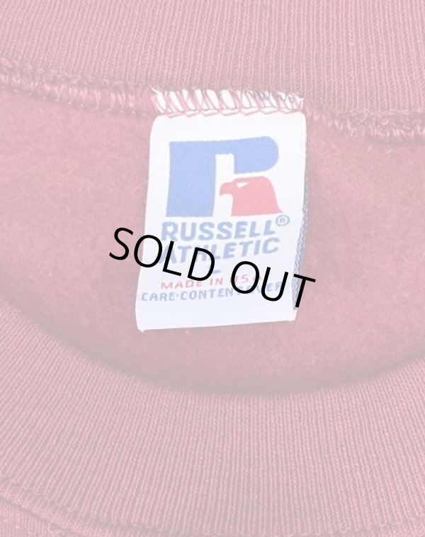 画像2: 90'S RUSSELL ATHLETIC 前Vガゼット付き クルーネック スウェットシャツ バーガンディ USA製 (DEADSTOCK)