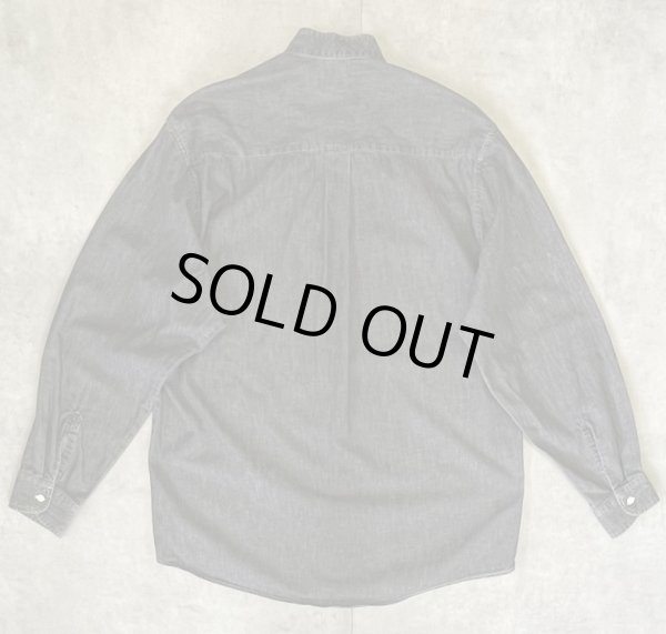 画像3: 90'S J.CREW 旧タグ ブラックシャンブレー バンドカラーシャツ ブラック (VINTAGE)