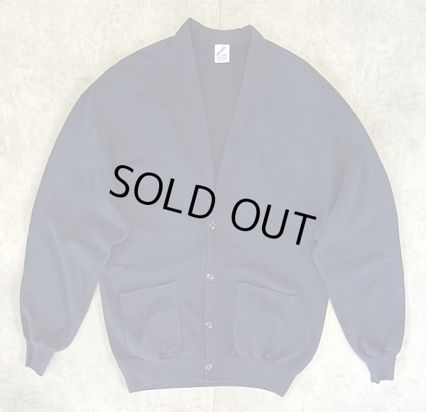 画像1: 80'S JERZEES スウェット カーディガン 無地 ネイビー USA製 (VINTAGE)