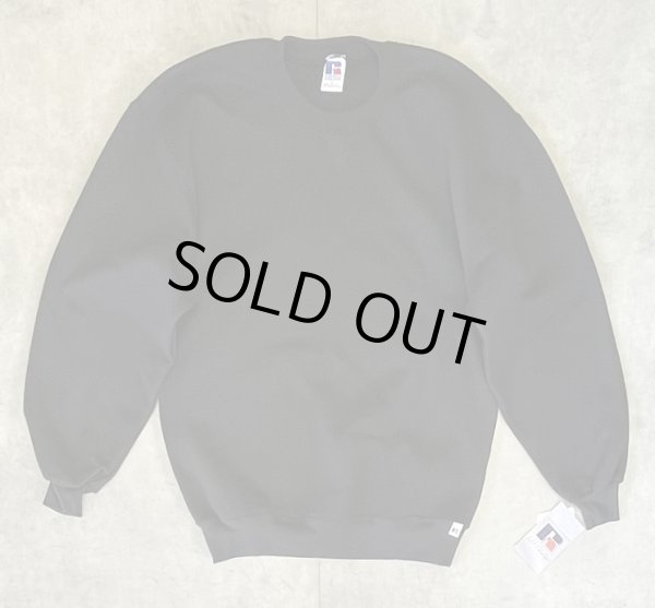 画像1: 90'S RUSSELL ATHLETIC 前Vガゼット付き クルーネック スウェットシャツ ブラック USA製 (DEADSTOCK)