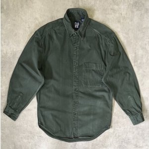 画像: 90'S GAP 旧タグ ツイルシャツ ダークグリーン (VINTAGE)
