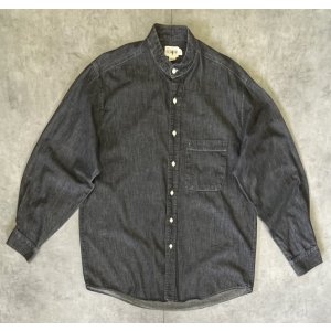 画像: 90'S J.CREW 旧タグ ブラックシャンブレー バンドカラーシャツ ブラック (VINTAGE)