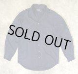 画像: 90'S RALPH LAUREN シルク/コットン/リネン ヘリンボーン オープンカラーシャツ ネイビー (VINTAGE)