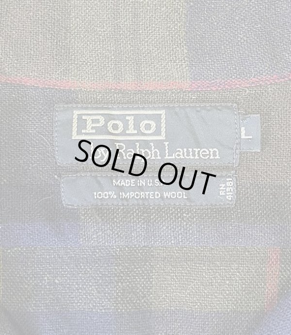 画像2: 90'S RALPH LAUREN ウール オープンカラーシャツ チェック柄 USA製 (VINTAGE)