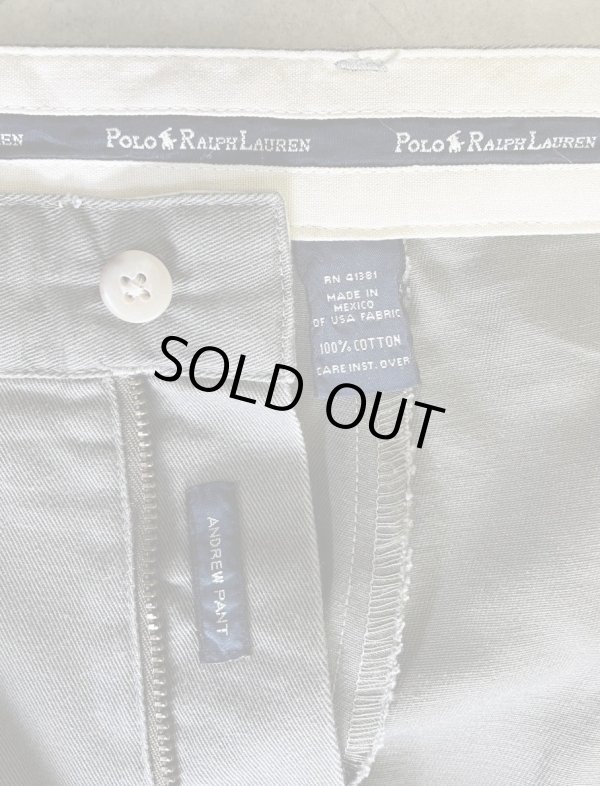 画像2: 90'S RALPH LAUREN "ANDREW PANT" ツープリーツ チノパンツ カーキ (VINTAGE)