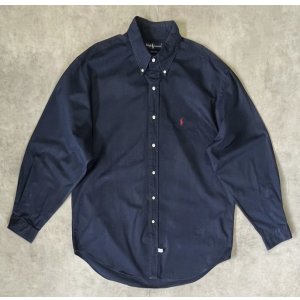 画像: 90'S RALPH LAUREN ツイル BDシャツ ネイビー (VINTAGE)
