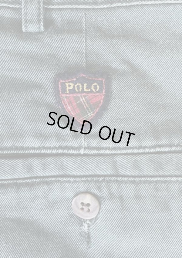 画像4: 90'S RALPH LAUREN "クレストロゴ" ツープリーツ チノパンツ グリーン USA製 (VINTAGE)