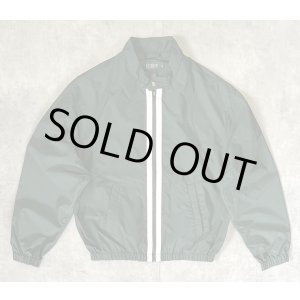 画像: 90'S J.CREW 旧タグ スタンドカラー ナイロン ライダースジャケット グリーン/ホワイトライン (VINTAGE)