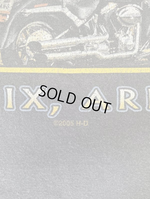 画像8: 00'S HARLEY DAVIDSON 両面プリント 袖フレイム 長袖 Tシャツ フェードブラック USA製 (VINTAGE)