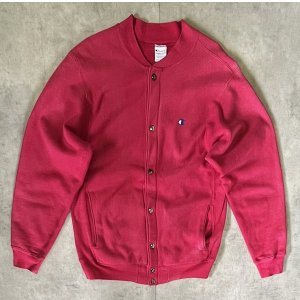画像: 90'S CHAMPION 刺繍タグ リバースウィーブ スナップボタン カーディガン フェードレッド USA製 (VINTAGE)