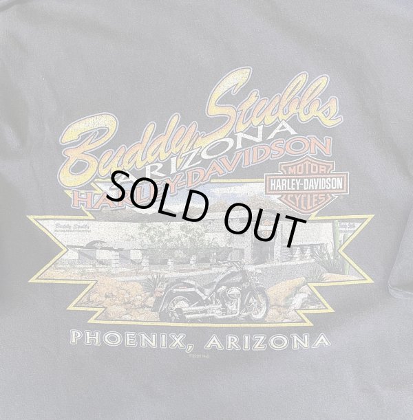 画像7: 00'S HARLEY DAVIDSON 両面プリント 袖フレイム 長袖 Tシャツ フェードブラック USA製 (VINTAGE)