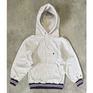 画像: 90'S CHAMPION 刺繍タグ リバースウィーブ リブライン入り パーカー アッシュグレー USA製 (VINTAGE)