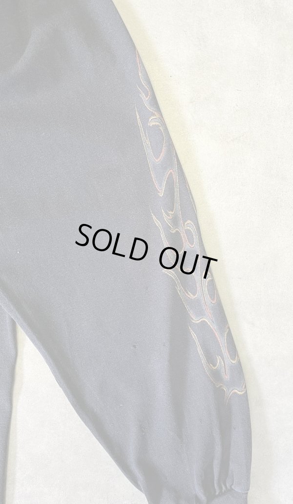 画像5: 00'S HARLEY DAVIDSON 両面プリント 袖フレイム 長袖 Tシャツ フェードブラック USA製 (VINTAGE)