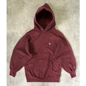 画像: 90'S CHAMPION 刺繍タグ リバースウィーブ パーカー バーガンディ USA製 (VINTAGE)