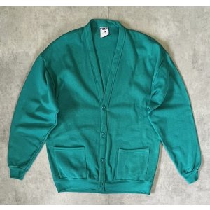 画像: 90'S JERZEES スウェット カーディガン 無地 グリーン (VINTAGE)
