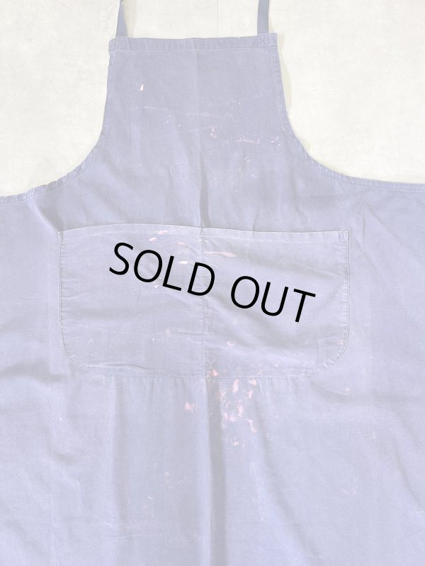 画像2: ユーロヴィンテージ コットンツイル ポケット付き エプロン ナス紺 (VINTAGE)