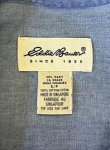 画像2: 90'S EDDIE BAUER 白タグ シャンブレー バンドカラーシャツ ブルー (VINTAGE)