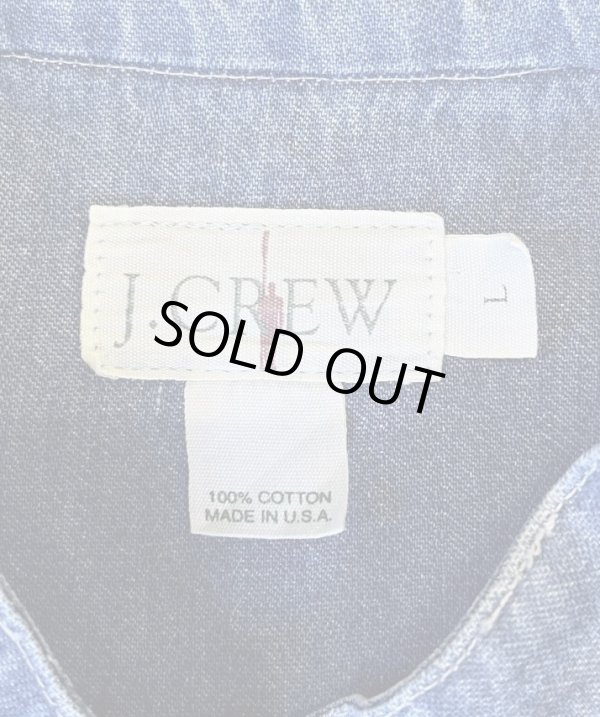 画像2: 90'S J.CREW 旧タグ デニム バンドカラーシャツ インディゴ USA製 (VINTAGE)
