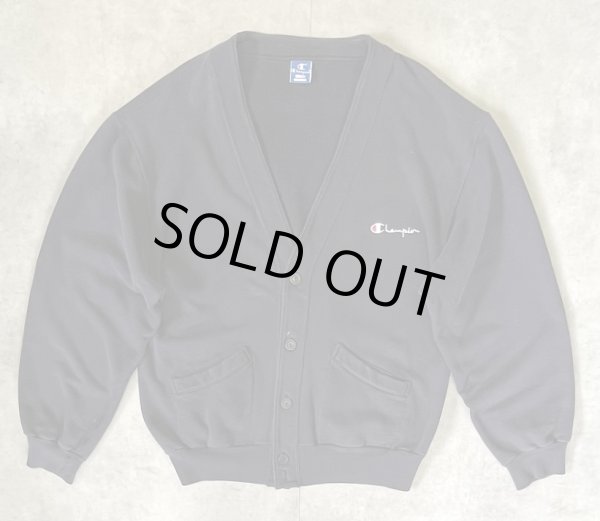 画像1: 90'S CHAMPION 青タグ スウェット カーディガン フェードブラック USA製 (VINTAGE)