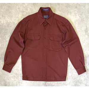 画像: 90'S PENDLETON ウールギャバジン ボックスシャツ ボルドー (VINTAGE)