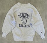 画像: 90'S CHAMPION "HOPE COLLEGE" 刺繍タグ 染み込み三段プリント リバースウィーブ グレー メキシコ製 (VINTAGE)