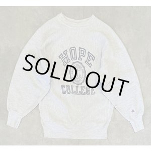 画像: 90'S CHAMPION "HOPE COLLEGE" 刺繍タグ 染み込み三段プリント リバースウィーブ グレー メキシコ製 (VINTAGE)