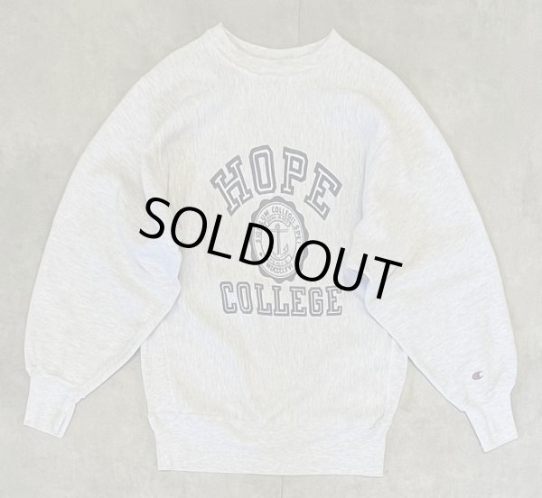 画像1: 90'S CHAMPION "HOPE COLLEGE" 刺繍タグ 染み込み三段プリント リバースウィーブ グレー メキシコ製 (VINTAGE)