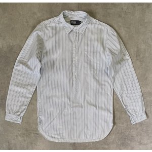 画像: 90'S RALPH LAUREN チンスト＆マチ付き ポプリン プルオーバーシャツ ストライプ (VINTAGE)
