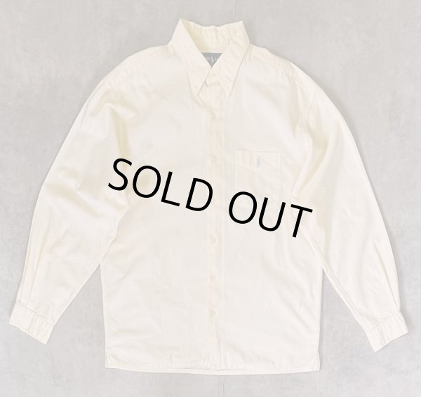 画像1: 90'S RALPH LAUREN "GREGGOR" シアサッカー 三点留めボタンダウン ボックスシャツ ライトイエロー (VINTAGE)