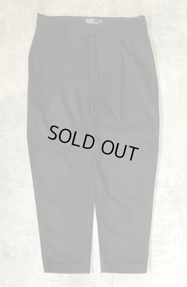 画像1: 90'S RALPH LAUREN "HAMMOND PANT" ツープリーツ チノパンツ ブラック (VINTAGE)