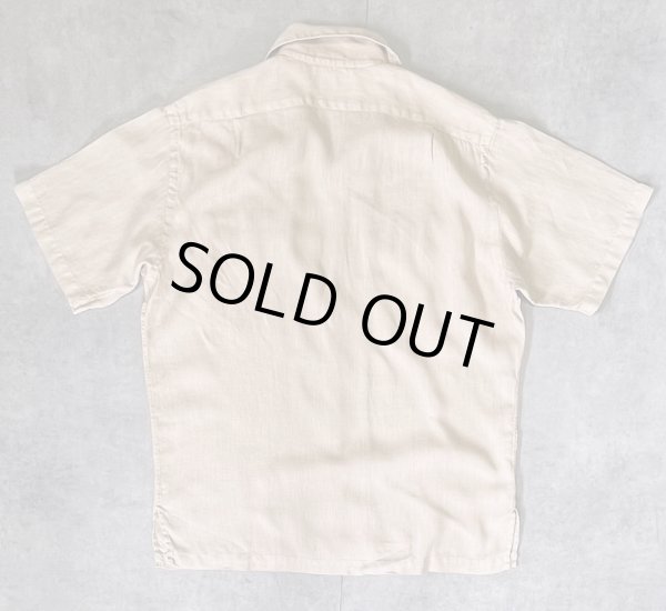 画像3: 90'S RALPH LAUREN リネン フラップ付きポケット 半袖 オープンカラーシャツ ベージュ (VINTAGE)