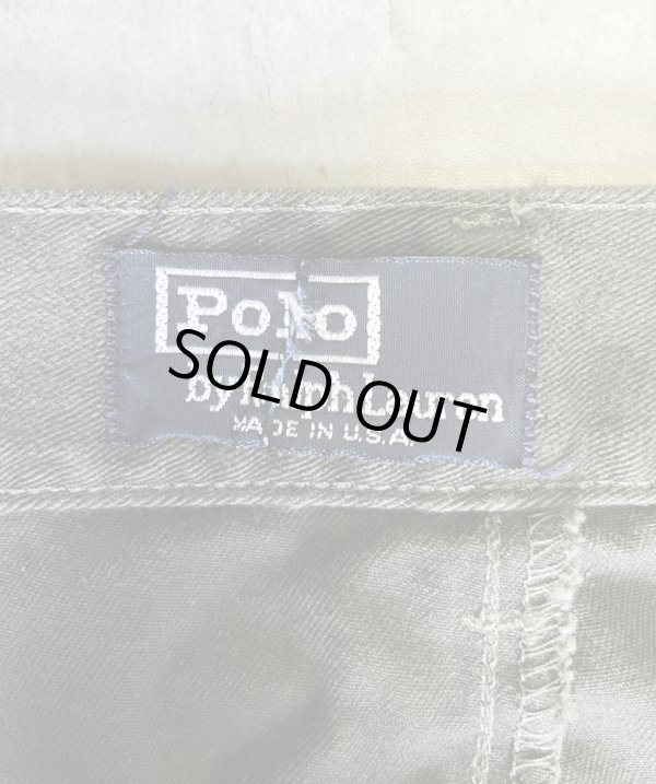 画像2: 90'S RALPH LAUREN "ボックスロゴ" ツープリーツ チノパンツ ダークオリーブ USA製 (VINTAGE)