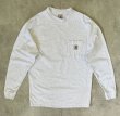 画像1: 90'S CARHARTT ポケット付き 長袖 Tシャツ アッシュグレー (VINTAGE)