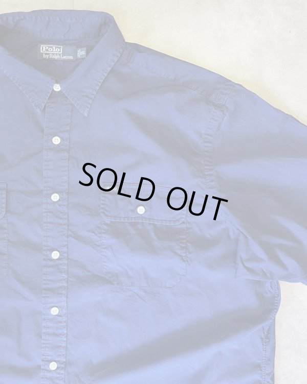 画像3: 90'S RALPH LAUREN ポプリン 半袖 シャツ ネイビー (VINTAGE)