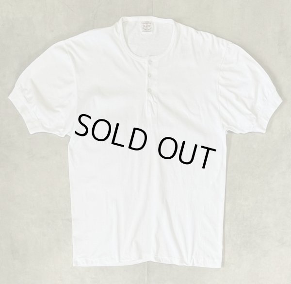 画像1: RACE BRAND 袖リブ付き シングルステッチ ヘンリーネック Tシャツ ホワイト (VINTAGE)